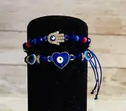 2 Piece Set Evil Eye Bracelets Hamsa Hand 2 Pulseras Mal Del Ojo Mano Hamsa