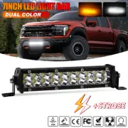 7" Slim LED Light Bar White Amber Strobe Offroad Driving For Ford F-150/F-Series