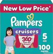 [Pampers] Pull On Cruisers 360° Fit Disposable Baby Diapers with Stretchy Waistband, Super Pack (Packaging May Vary)