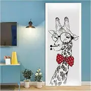 Door Stickers Landscape Door Stickers 3D Removable Adhesive Wallpaper Art Murals for Doors Bibliotheque Modern Home Decor(E,77x200cm)