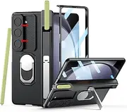[ELEPIK] Case for Samsung Galaxy Z Fold 5 [Camera Lens Cover][S Pen Holder & Hinge Protection][Screen Protector][Safe to Hold with Ring][Heavy Duty Protective] (Black)