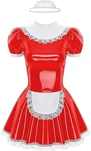 [GRRKDFQ] Women'S Erotic Lingerie Sets Maid Costume Cosplay Dress With Headband Ruffles Apron