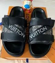 New Louis Vuitton Honolulu Mule Black Denim Strap 8 LV 9.5 10 Tyler Monogram