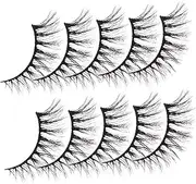 GANAZONO 10Pairs Cat Eye False Eyelashes Wispy Strips for Makeup Reusable Lightweight Lashes for Daily Use Special Occasions Easy to Clean Comfortable Wear