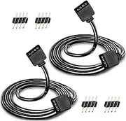 tunghey 2Pack 4 Color RGB Extension Cable LED Strip Connector Extension Cable Cord Wire 4 Pin LED Connector for SMD 5050 3528 2835 RGB LED Light Strip RGB Wire RGB Extension Cable (0.5M)