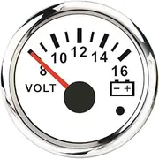 52mm Marine Voltmeter 8-16V/16-32V Volt Meter Gauge Car Voltage Gauges for Boat Car Truck Motorcycle RV Red Backlight 12V/24V Voltmeter(WS 8-16V)