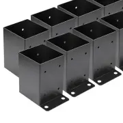 Black Powder-Coated 4x4 Post Bases - 8 Heavy-Duty Brackets with Anchors