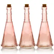 Vintage Shabby Chic Pink Glass Bottle with Cork
