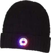 [LIFKOME] 1Set Knitted Hat with LED Light for Night Running Creative Luminous Design Keeps You Warm and Safe During Outdoor Activities for and Safety Awareness Black