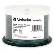 Verbatim BD-R 25GB/6X Blu-Ray - 50 Pack Spindle, White Wide Thermal