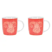 2PK Annabel Trends Coffee Mug Zodiac Aries 350ml Milk/Tea Cup w/ Handle Orange