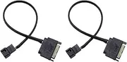 Tunghey 2Pack SATA to Fan Splitter Adapter Cable - 1 Way Sleeved Braided Y Splitter for Computer Case PC 3/4 Pin Extension Power Cable - SATA to Fan Converter 27cm (1to1)