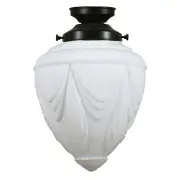 Empire Opal Matt 8&quot; Shade w 4 1/4&quot; Black Batten Fix Light
