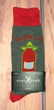 MENS MARC ECKO CUT & SEW HOT SAUCE IT UP CHARCOAL CREW SOCKS (SHOE SIZE 6-12)