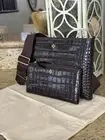 New Tory Burch Set Bag And Wallet Blake Embossed Swingpac Dark Mahogany