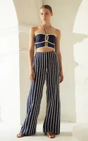 [Andres Otalora] Agave Embroidered Linen Halter Top