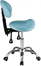 Saddle Stool w/Back Support & Wheels Hydraulic Salon Chair Stool Adjustable Swivel Dental Hygienist Saddle Chair - Custom Colors