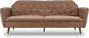 New Sarantino Faux Velvet Sofa Bed Couch Furniture Lounge Suite Seat Brown