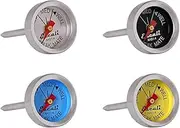 Escali AHS1-4 Easy Read Mini Steak Thermometer Set, Dial Reads Rare, Medium & Well, Dishwasher Safe, Silver