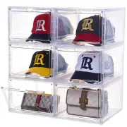 Hat Organizer for Baseball Caps,set of 6, Transparent Hat Storage Box, Hat Ho...