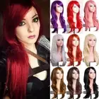 Burgundy Wine Red Cosplay Wig Women Long Wavy Straight Party Costume Hair Wig Ks