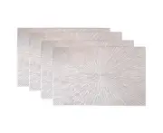 Placemats Set of 4 Square Hollow PVC Place Mats Thanksgiving Table Ornament Decorations for Home Festival - silver