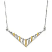 Sterling Silver Gold-Tone V-Shaped Bar Necklace
