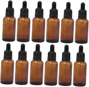 HONITANO 12Pack Refillable Amber Bottles with Dropper for DIY Essential Oil Blends Perfumes and Aromatherapy Travel Friendly and Durable Design