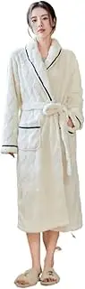 [UTOQIA] Pajama Robe Womens Plush Soft Robe Fluffy Warm Fleece Bathrobe Diamond Check Robe Homewear Lounge Bathrobe