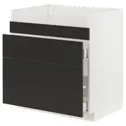 METOD / MAXIMERA base cb f HAVSEN snk/3 frnts/2 drws, white/Nickebo matt anthracite, 80x60x80 cm