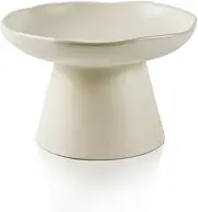 Extra Wide 6.1" Raised Cat Food Bowl, Shallow Ceramic Elevated Cat Feeder Bowl, Anti Vomiting, Stress Free, Whisker Fatigue, Pet Food or Water Bowl, White