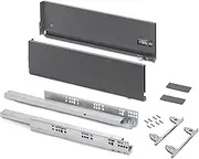 Emuca - Vertex External Drawer with 3D Control, Drawer Rails H 178 mm, 40 kg, Board Thickness of 18 mm, Depth 450 mm, Steel, Anthracite Grey