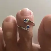 Sterling Silver Blue Sapphire CZ Toe Ring, Silver Rings, CZ Ring