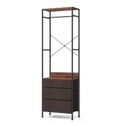 Costway 3-Drawer Fabric Storage Unit Home Office Organizer w/Open Shelf Brown
