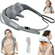Neck and Shoulder Massager With Heat - Shiatsu Electric Back Massager for Neck and Shoulders (White)