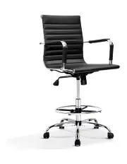 [Artiss] Office Chair Veer Drafting Stool Mesh Chairs Armrest Standing Desk Black
