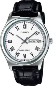 Casio Analog White Dial Black Leather Men's Watch MTP-V006L-7B