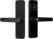 Biometric Black Smart Lock Tuya App Remote Unlocking Keyless WiFi Lock Electronic Door Lock Slimline Design(22x190) Aqiong