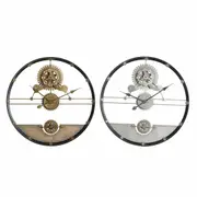 Wall Clock Dkd Home Decor Silver Golden Iron Gears 60 x 5 x 60 Cm 2 Units