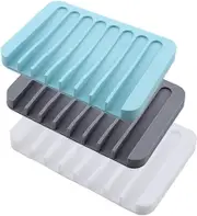 piece soap dishes, silicone soap dish with basket draining Non-slip design, for bathroom, kitchen