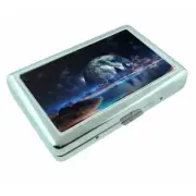 Space Planet Sea Em1 Silver Metal Cigarette Case RFID Protection Wallet