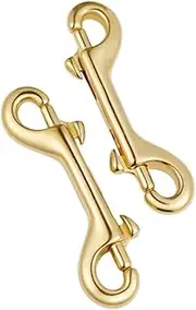 OHPHCALL 2pcs Brass Double Hook Metal Snaps Hooks Pet Leash Snap Hooks Multipurpose Snap Hook Pet Buckle Hook Dog Leash Clips Snap Hooks for Pet Leash Lanyard Snap Clasp Hooks for Snap