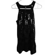 White House Black Market Top Tunic Top Sequin Top Halter Top Women S Black NEW