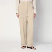 [The Row] Lilas light khaki cotton and linen trousers 6 US Green