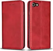 for iPhone SE 2022 / SE 2020/8 7 Case Leather Wallet with Credit Card Holder Slot SunYoo Flip Cover Drop Protection Shockproof Magnetic Folio Women Men Her Purse for iPhone SE2022 SE2020 Red