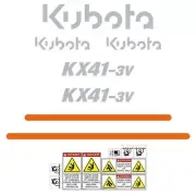Decal Sticker Set Kubota KX41-3v Mini Digger Excavator Decal Set