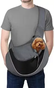 YUDODO Pet Dog Sling Carrier Breathable Mesh Travel Safe Sling Bag-Medium-Black