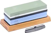 400/1000 3000/8000 Grit -Sided White Corundum Whetstone with Bamboo Base Angle Multicolor40 1 Set