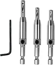 3Pcs HSS Door Window Cabinet Self Centering Hinge Drill Bits Set Center Hinge Drill Bit Mill Tool for Opening Hole-5/64 Inch 7/64 Inch 9/64 Inch for Woodworking Window Door Hinge