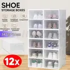 Shoe Rack Storage Cabinet Plastic Shoe Box 12PCS Stackable Plastic Cube White